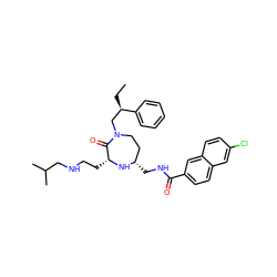 CC[C@H](CN1CC[C@H](CNC(=O)c2ccc3cc(Cl)ccc3c2)N[C@H](CCNCC(C)C)C1=O)c1ccccc1 ZINC001772649445