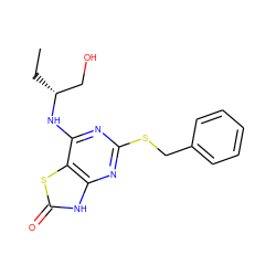 CC[C@H](CO)Nc1nc(SCc2ccccc2)nc2[nH]c(=O)sc12 ZINC000000591045