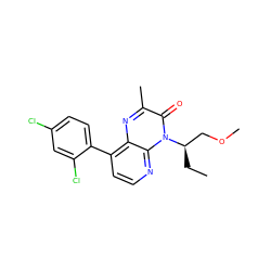 CC[C@H](COC)n1c(=O)c(C)nc2c(-c3ccc(Cl)cc3Cl)ccnc21 ZINC000084689508