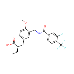 CC[C@H](Cc1ccc(OC)c(CNC(=O)c2ccc(C(F)(F)F)c(F)c2)c1)C(=O)O ZINC000028569402