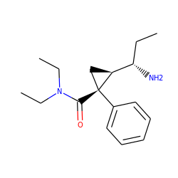 CC[C@H](N)[C@@H]1C[C@@]1(C(=O)N(CC)CC)c1ccccc1 ZINC000013529958