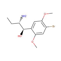 CC[C@H](N)[C@H](O)c1cc(OC)c(Br)cc1OC ZINC000013585282