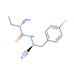 CC[C@H](N)C(=O)N[C@H](C#N)Cc1ccc(Cl)cc1 ZINC000036338743