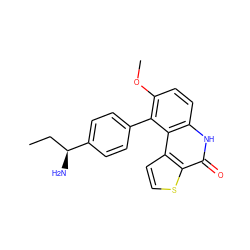 CC[C@H](N)c1ccc(-c2c(OC)ccc3[nH]c(=O)c4sccc4c23)cc1 ZINC000150196949