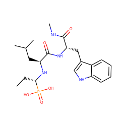 CC[C@H](N[C@@H](CC(C)C)C(=O)N[C@@H](Cc1c[nH]c2ccccc12)C(=O)NC)P(=O)(O)O ZINC000003800017