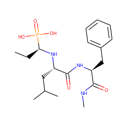 CC[C@H](N[C@@H](CC(C)C)C(=O)N[C@@H](Cc1ccccc1)C(=O)NC)P(=O)(O)O ZINC000013733538