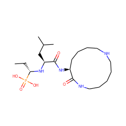 CC[C@H](N[C@@H](CC(C)C)C(=O)N[C@H]1CCCCNCCCCCNC1=O)P(=O)(O)O ZINC000003800920