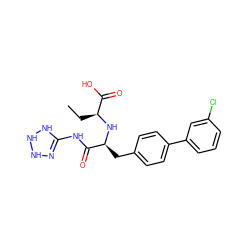 CC[C@H](N[C@@H](Cc1ccc(-c2cccc(Cl)c2)cc1)C(=O)NC1=NNNN1)C(=O)O ZINC000142162720