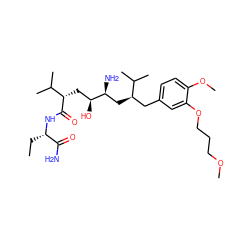 CC[C@H](NC(=O)[C@@H](C[C@H](O)[C@@H](N)C[C@H](Cc1ccc(OC)c(OCCCOC)c1)C(C)C)C(C)C)C(N)=O ZINC000014967670