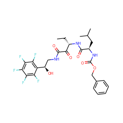 CC[C@H](NC(=O)[C@@H](CC(C)C)NC(=O)OCc1ccccc1)C(=O)C(=O)NC[C@@H](O)c1c(F)c(F)c(F)c(F)c1F ZINC000027330411