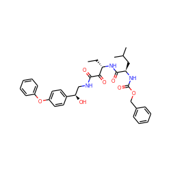 CC[C@H](NC(=O)[C@@H](CC(C)C)NC(=O)OCc1ccccc1)C(=O)C(=O)NC[C@@H](O)c1ccc(Oc2ccccc2)cc1 ZINC000027325601