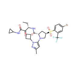 CC[C@H](NC(=O)[C@@H]1C[C@@H](S(=O)(=O)c2ccc(Br)cc2C(F)(F)F)CN1c1cc(C)nn1C1CCC1)C(=O)C(=O)NC1CC1 ZINC000169702090