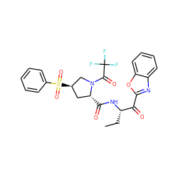 CC[C@H](NC(=O)[C@@H]1C[C@@H](S(=O)(=O)c2ccccc2)CN1C(=O)C(F)(F)F)C(=O)c1nc2ccccc2o1 ZINC000096908164