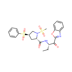 CC[C@H](NC(=O)[C@@H]1C[C@@H](S(=O)(=O)c2ccccc2)CN1S(C)(=O)=O)C(=O)c1nc2ccccc2o1 ZINC000096907133