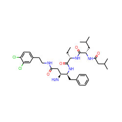 CC[C@H](NC(=O)[C@H](CC(C)C)NC(=O)CC(C)C)C(=O)N[C@@H](Cc1ccccc1)[C@@H](N)CC(=O)NCCc1ccc(Cl)c(Cl)c1 ZINC000201533356
