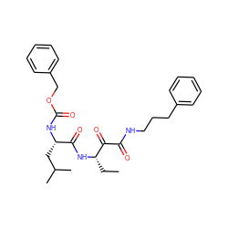 CC[C@H](NC(=O)[C@H](CC(C)C)NC(=O)OCc1ccccc1)C(=O)C(=O)NCCCc1ccccc1 ZINC000013759535