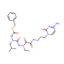 CC[C@H](NC(=O)[C@H](CC(C)C)NC(=O)OCc1ccccc1)C(=O)C(=O)NCCCn1ccc(N)nc1=O ZINC000064564439