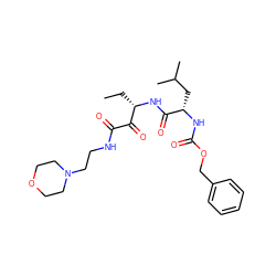 CC[C@H](NC(=O)[C@H](CC(C)C)NC(=O)OCc1ccccc1)C(=O)C(=O)NCCN1CCOCC1 ZINC000013759570