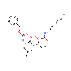 CC[C@H](NC(=O)[C@H](CC(C)C)NC(=O)OCc1ccccc1)C(=O)C(=O)NCCOCCO ZINC000013759524