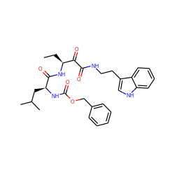 CC[C@H](NC(=O)[C@H](CC(C)C)NC(=O)OCc1ccccc1)C(=O)C(=O)NCCc1c[nH]c2ccccc12 ZINC000013759577