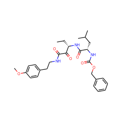 CC[C@H](NC(=O)[C@H](CC(C)C)NC(=O)OCc1ccccc1)C(=O)C(=O)NCCc1ccc(OC)cc1 ZINC000013759541