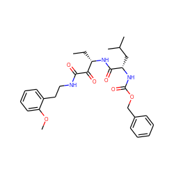 CC[C@H](NC(=O)[C@H](CC(C)C)NC(=O)OCc1ccccc1)C(=O)C(=O)NCCc1ccccc1OC ZINC000013759539