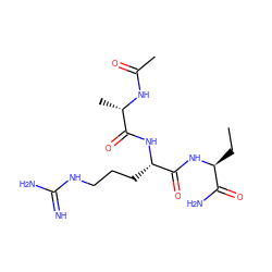 CC[C@H](NC(=O)[C@H](CCCNC(=N)N)NC(=O)[C@H](C)NC(C)=O)C(N)=O ZINC000149735926