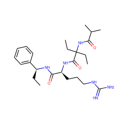 CC[C@H](NC(=O)[C@H](CCCNC(=N)N)NC(=O)C(CC)(CC)NC(=O)C(C)C)c1ccccc1 ZINC000149777487