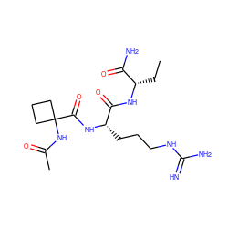 CC[C@H](NC(=O)[C@H](CCCNC(=N)N)NC(=O)C1(NC(C)=O)CCC1)C(N)=O ZINC000149750643