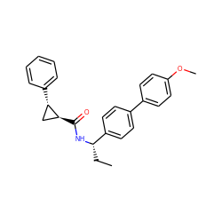 CC[C@H](NC(=O)[C@H]1C[C@@H]1c1ccccc1)c1ccc(-c2ccc(OC)cc2)cc1 ZINC000140448667