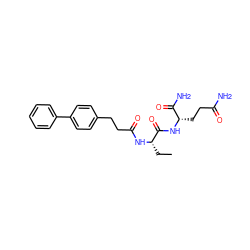 CC[C@H](NC(=O)CCc1ccc(-c2ccccc2)cc1)C(=O)N[C@@H](CCC(N)=O)C(N)=O ZINC000169701565