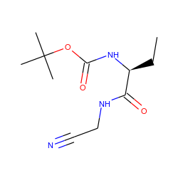 CC[C@H](NC(=O)OC(C)(C)C)C(=O)NCC#N ZINC000013676537