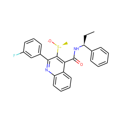 CC[C@H](NC(=O)c1c([S@+](C)[O-])c(-c2cccc(F)c2)nc2ccccc12)c1ccccc1 ZINC000066077440