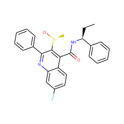 CC[C@H](NC(=O)c1c([S@+](C)[O-])c(-c2ccccc2)nc2cc(F)ccc12)c1ccccc1 ZINC000066074528