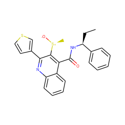 CC[C@H](NC(=O)c1c([S@+](C)[O-])c(-c2ccsc2)nc2ccccc12)c1ccccc1 ZINC000066098744