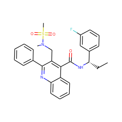 CC[C@H](NC(=O)c1c(CN(C)S(C)(=O)=O)c(-c2ccccc2)nc2ccccc12)c1cccc(F)c1 ZINC000040411677