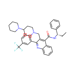 CC[C@H](NC(=O)c1c(CN2CCC(N3CCCCC3)CC2)c(-c2cccc(C(F)(F)F)c2)nc2ccccc12)c1ccccc1 ZINC001772622058