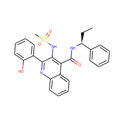 CC[C@H](NC(=O)c1c(NS(C)(=O)=O)c(-c2ccccc2O)nc2ccccc12)c1ccccc1 ZINC000653863965