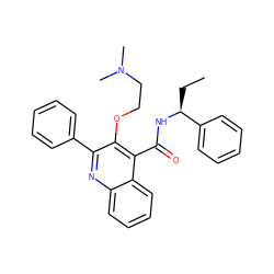 CC[C@H](NC(=O)c1c(OCCN(C)C)c(-c2ccccc2)nc2ccccc12)c1ccccc1 ZINC000013795699