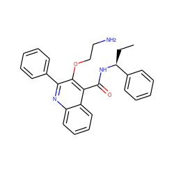 CC[C@H](NC(=O)c1c(OCCN)c(-c2ccccc2)nc2ccccc12)c1ccccc1 ZINC000013795697