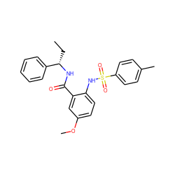 CC[C@H](NC(=O)c1cc(OC)ccc1NS(=O)(=O)c1ccc(C)cc1)c1ccccc1 ZINC000001912308