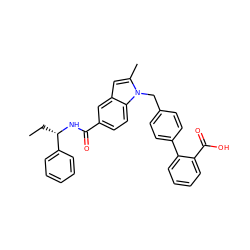 CC[C@H](NC(=O)c1ccc2c(c1)cc(C)n2Cc1ccc(-c2ccccc2C(=O)O)cc1)c1ccccc1 ZINC000045368734