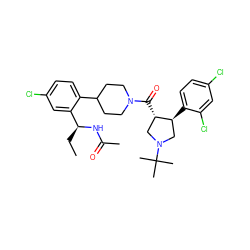 CC[C@H](NC(C)=O)c1cc(Cl)ccc1C1CCN(C(=O)[C@H]2CN(C(C)(C)C)C[C@@H]2c2ccc(Cl)cc2Cl)CC1 ZINC000029043544