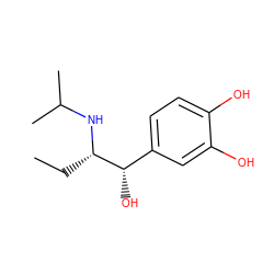 CC[C@H](NC(C)C)[C@@H](O)c1ccc(O)c(O)c1 ZINC000000000401