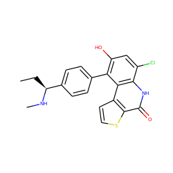 CC[C@H](NC)c1ccc(-c2c(O)cc(Cl)c3[nH]c(=O)c4sccc4c23)cc1 ZINC000149319372