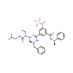 CC[C@H](NC[C@H](Cc1ccccc1)NC(=O)c1cc(C(=O)N[C@H](C)c2ccccc2)cc(N(C)S(C)(=O)=O)c1)C(=O)NCC(C)C ZINC000095579612