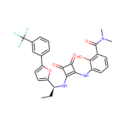 CC[C@H](Nc1c(Nc2cccc(C(=O)N(C)C)c2O)c(=O)c1=O)c1ccc(-c2cccc(C(F)(F)F)c2)o1 ZINC000101124323