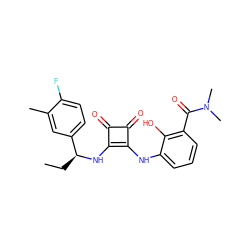 CC[C@H](Nc1c(Nc2cccc(C(=O)N(C)C)c2O)c(=O)c1=O)c1ccc(F)c(C)c1 ZINC000101135393