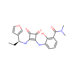 CC[C@H](Nc1c(Nc2cccc(C(=O)N(C)C)c2O)c(=O)c1=O)c1ccoc1 ZINC000101129185