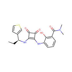 CC[C@H](Nc1c(Nc2cccc(C(=O)N(C)C)c2O)c(=O)c1=O)c1ccsc1 ZINC000101129196